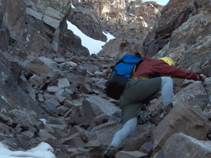 Chris climbing the backside