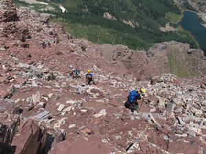 Climbing down from the North summit
