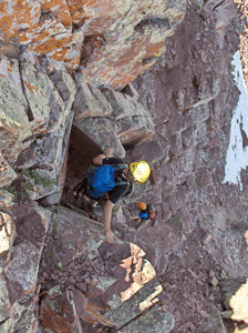 Descending South Bell onto the traverse