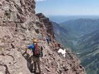 Narrow ledges on the Traverse (57kb)